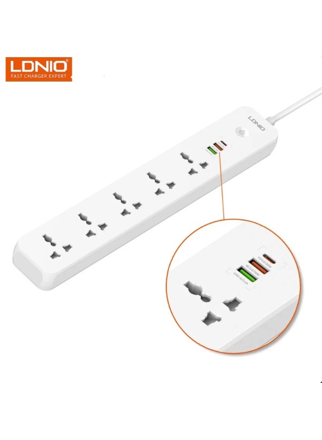 LDNIO SC5319 | Multi Socket Extension Lead with 5 AC 3 USB Power Socket Plug Extender 2M - Image 1